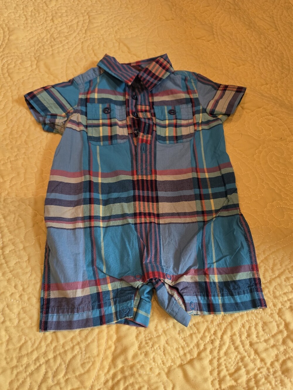 Tea 3-6 Month Shorts Romper Plaid Baby Boy Summer